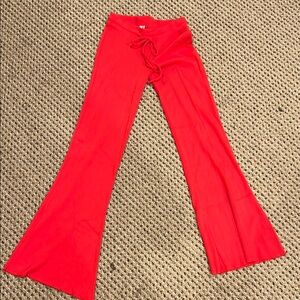 Vibrant Red Flared Pants